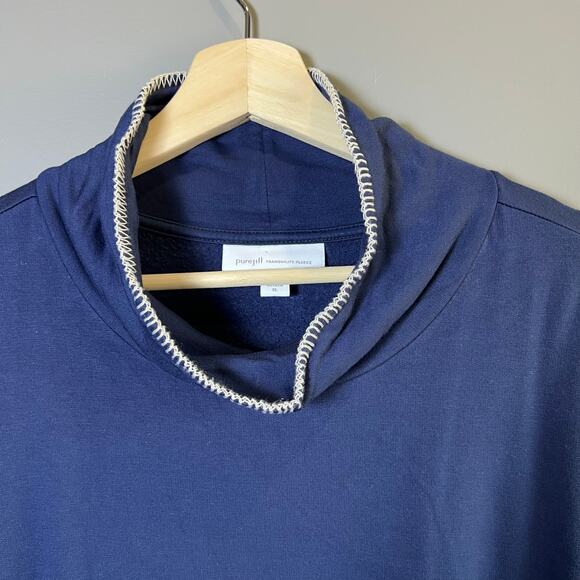 Pure Jill Tranquility Fleece Whipstitched Mock Neck Navy Blue Top Size XL - Picture 4 of 9